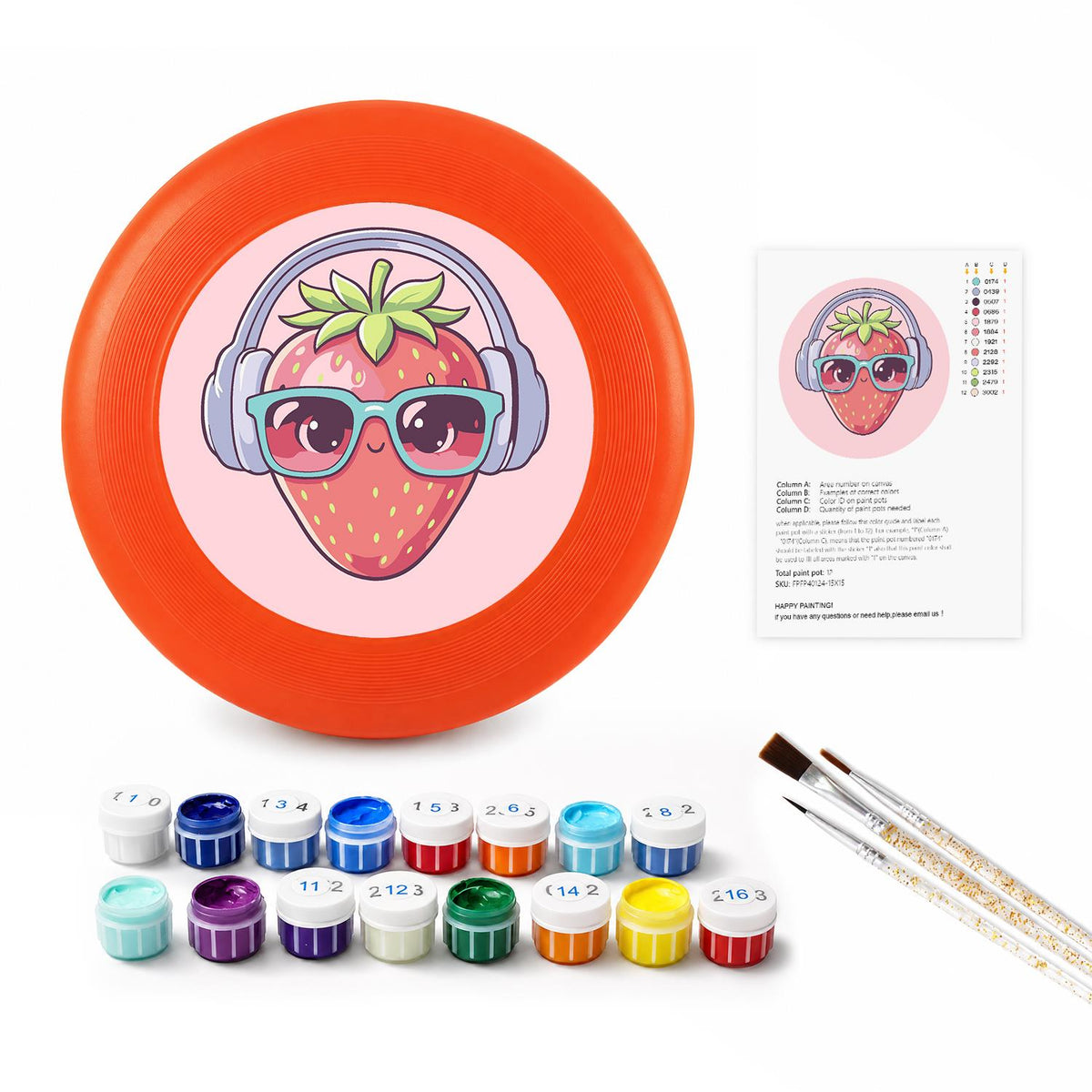 Strawberry in Headphones (Paint by Numbers Flying Disc)