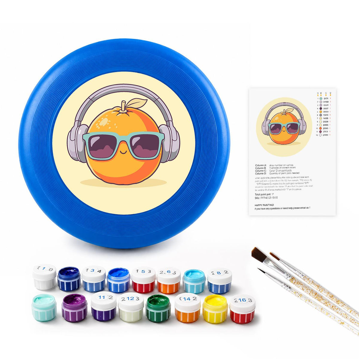 Orange in Headphones (Paint by Numbers Flying Disc)
