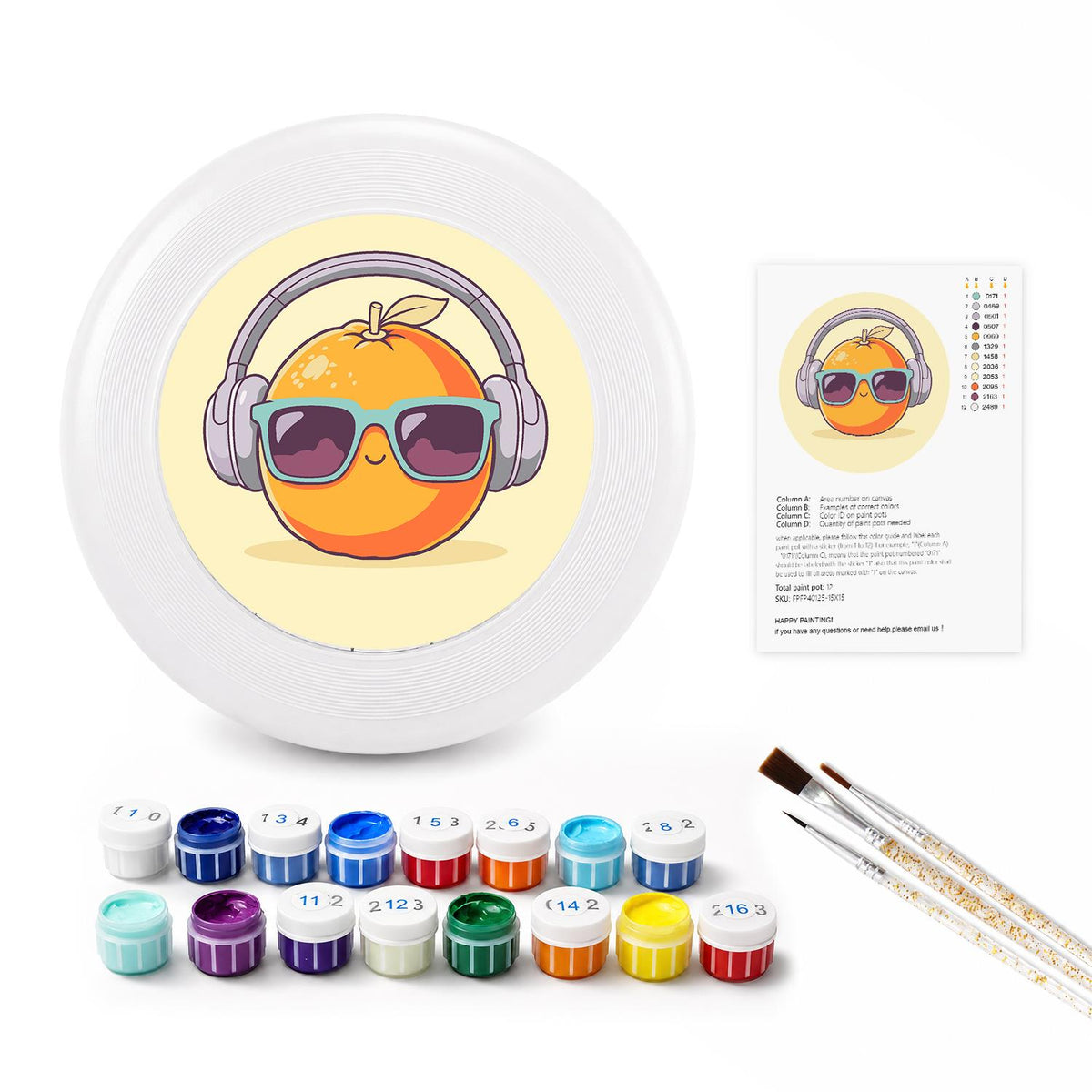 Orange in Headphones (Paint by Numbers Flying Disc)