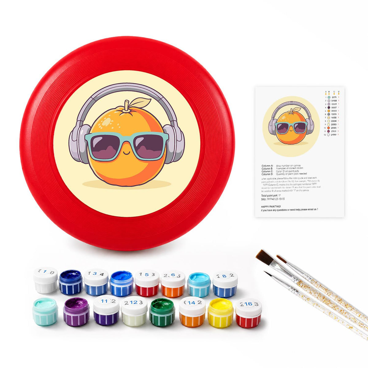 Orange in Headphones (Paint by Numbers Flying Disc)
