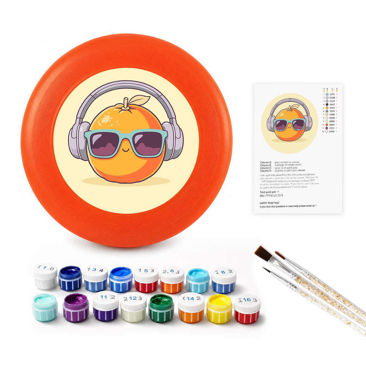 Orange in Headphones (Paint by Numbers Flying Disc)