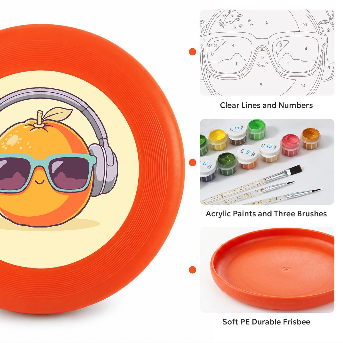 Orange in Headphones (Paint by Numbers Flying Disc)