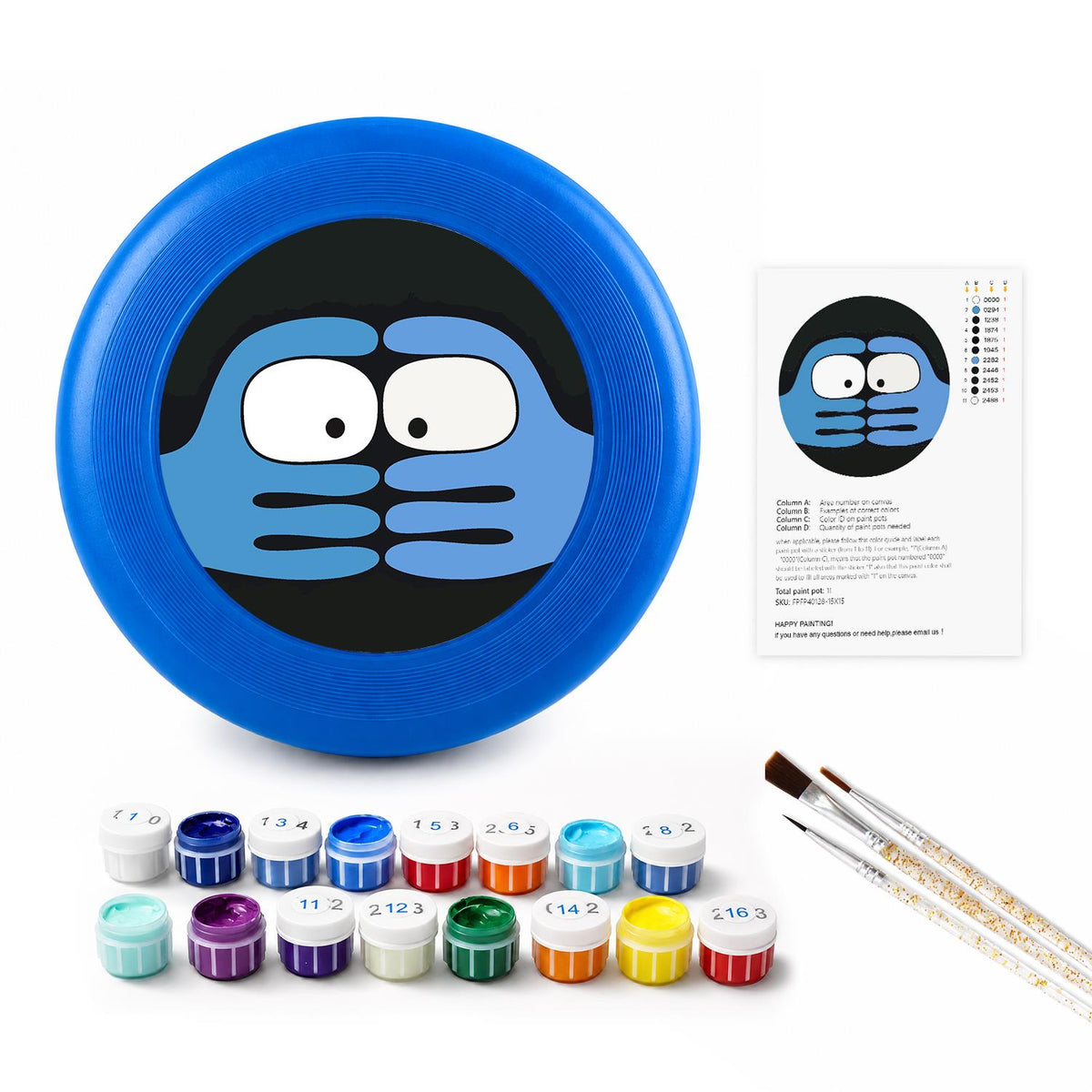 Peekaboo Blue Face (Paint by Numbers Flying Disc)