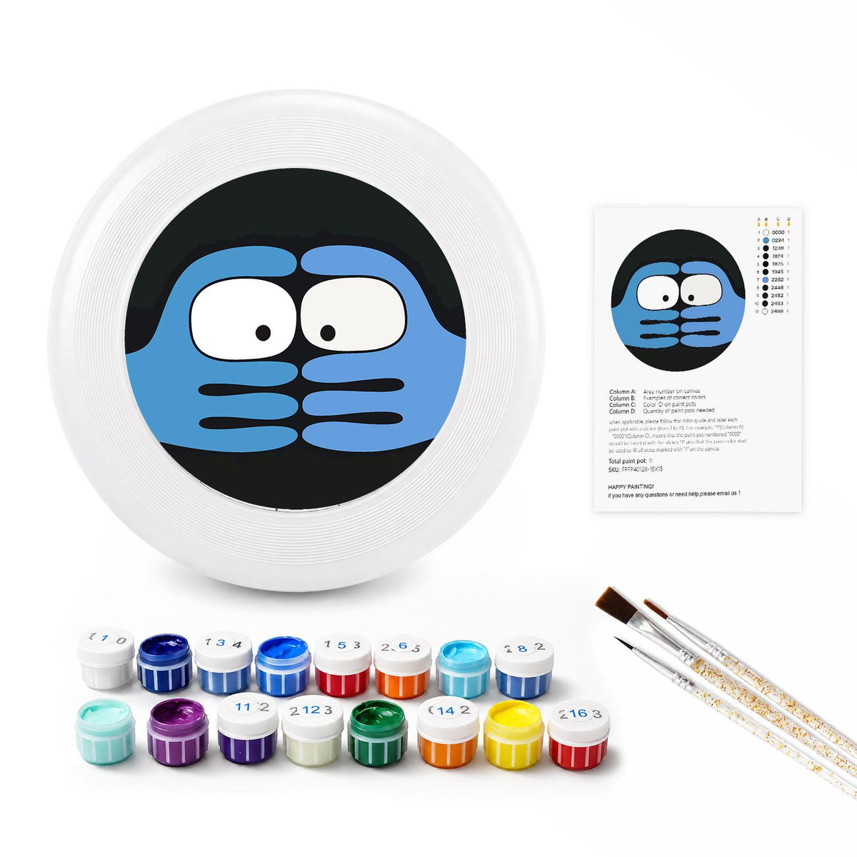 Peekaboo Blue Face (Paint by Numbers Flying Disc)