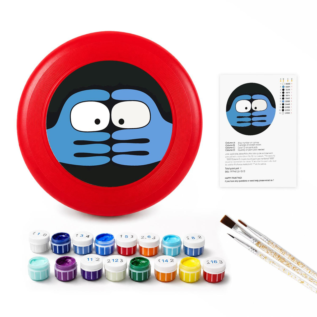 Peekaboo Blue Face (Paint by Numbers Flying Disc)