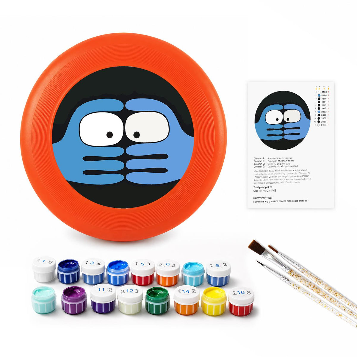Peekaboo Blue Face (Paint by Numbers Flying Disc)