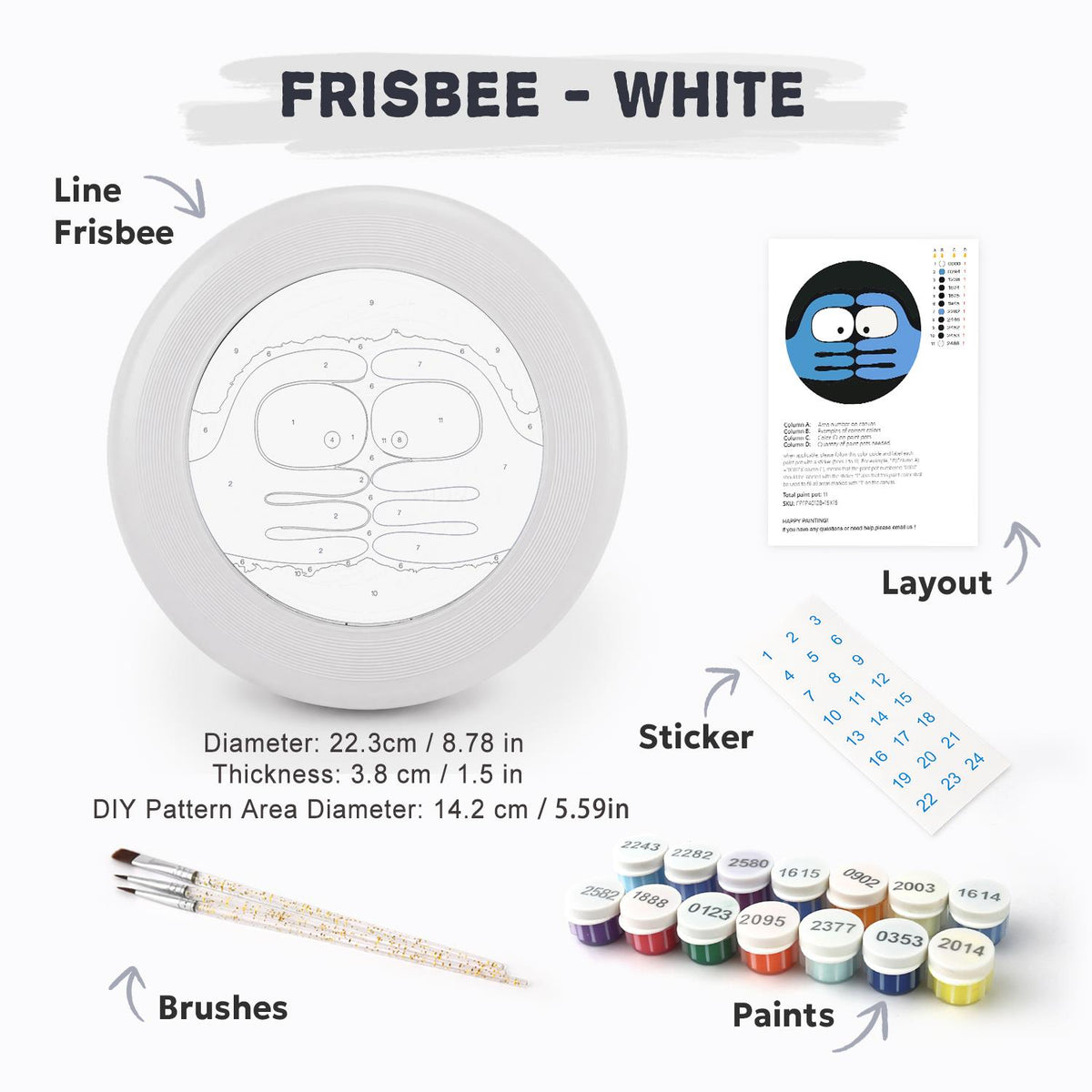 Peekaboo Blue Face (Paint by Numbers Flying Disc)