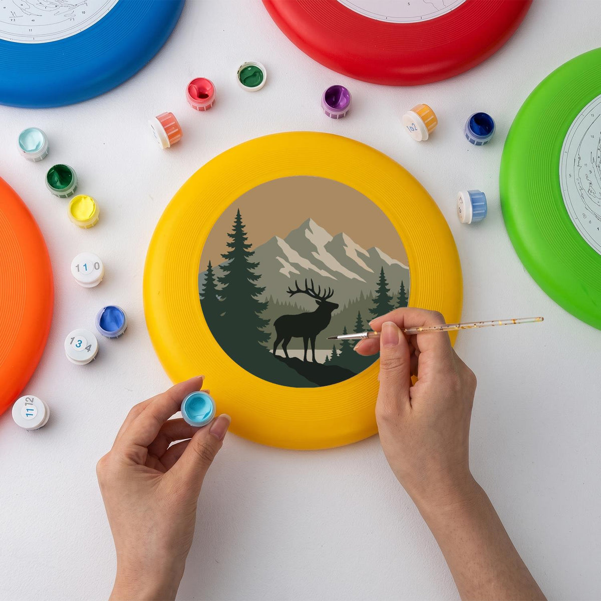 Elk in the Mountains (Paint by Numbers Flying Disc)