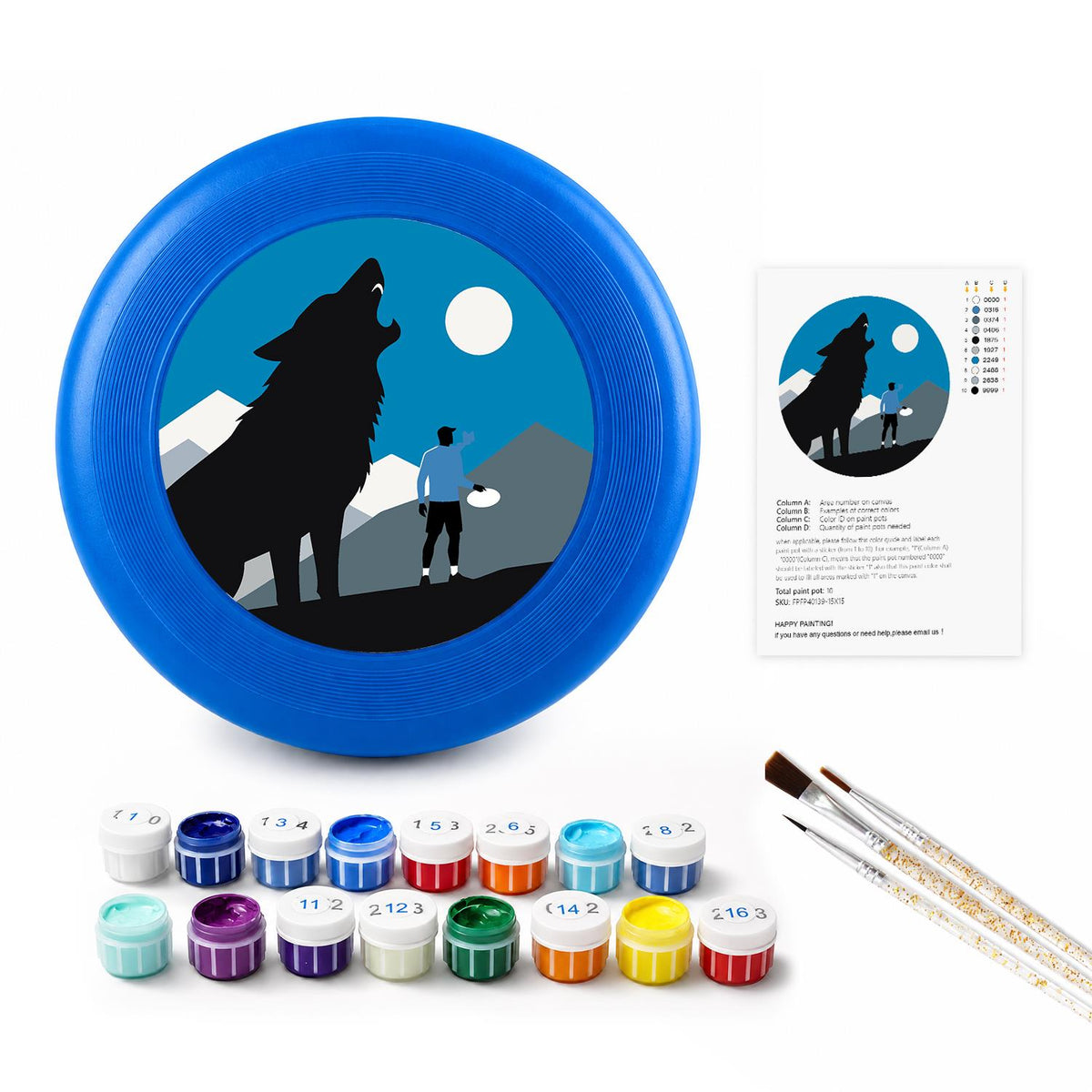 Wolf Beneath the Moon (Paint by Numbers Flying Disc)