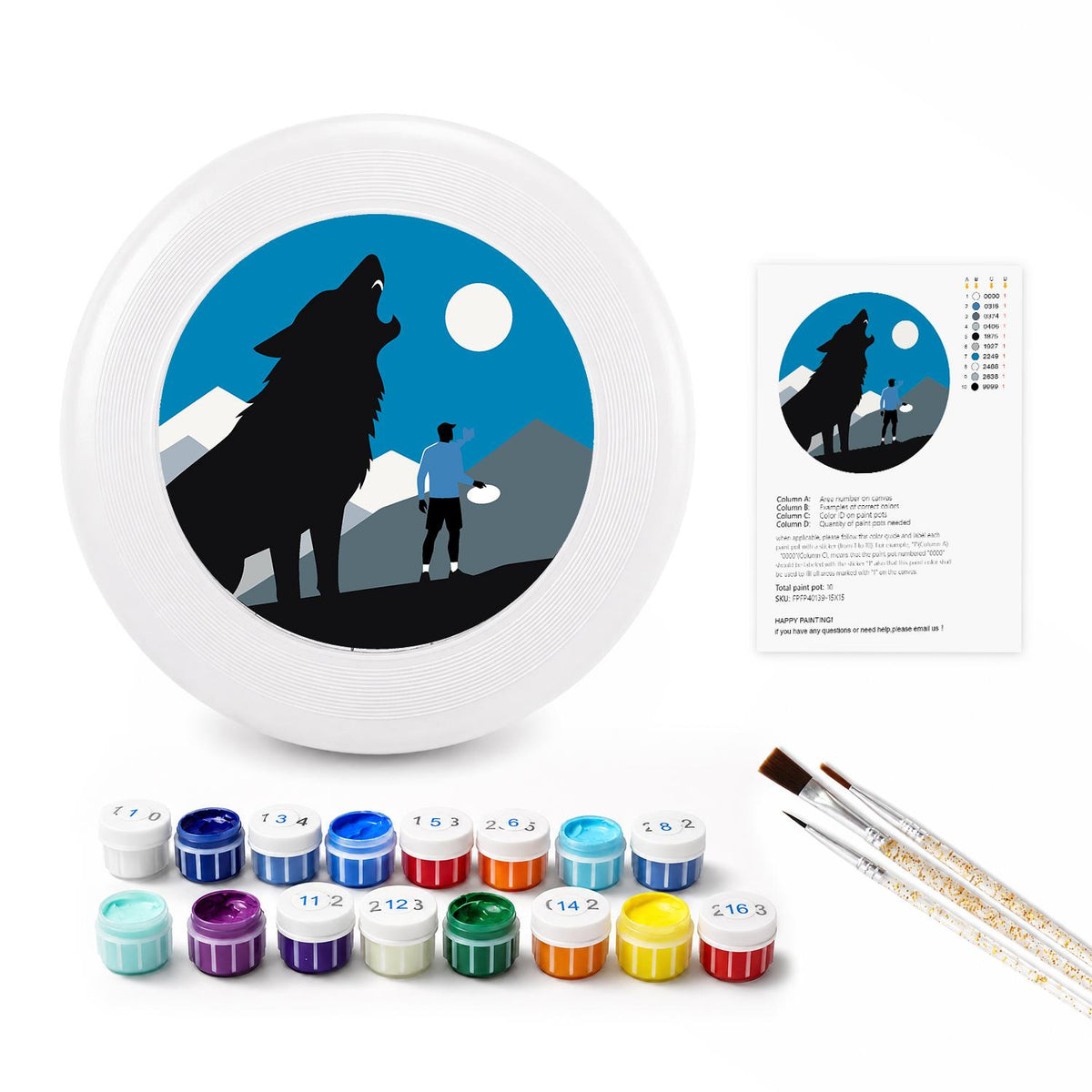 Wolf Beneath the Moon (Paint by Numbers Flying Disc)