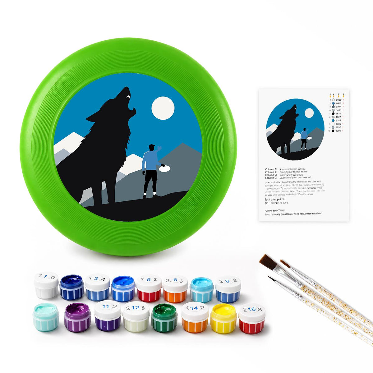 Wolf Beneath the Moon (Paint by Numbers Flying Disc)