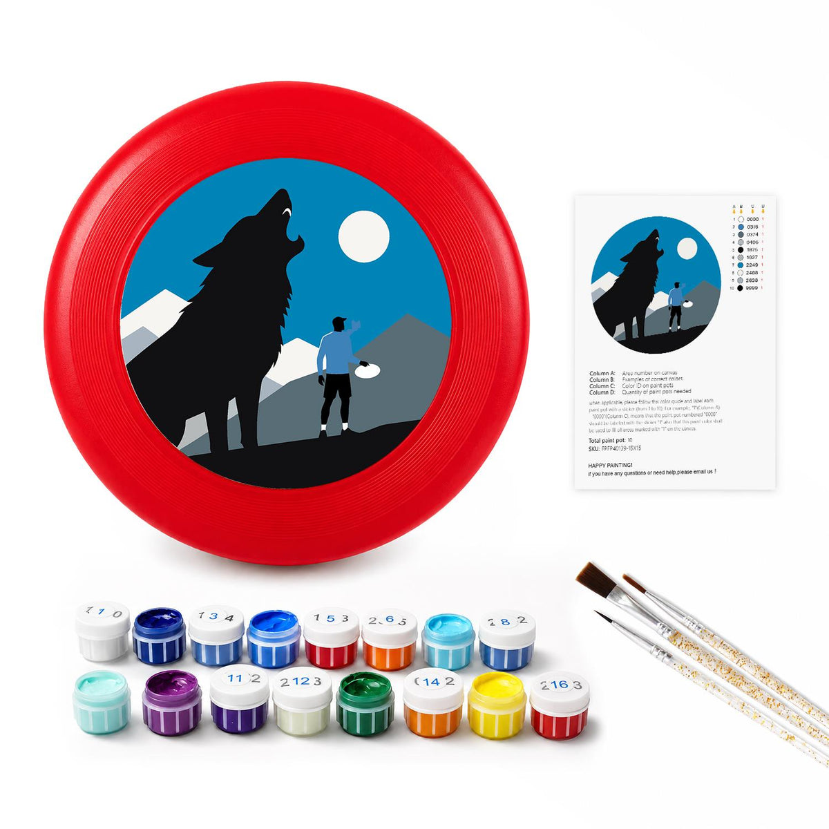 Wolf Beneath the Moon (Paint by Numbers Flying Disc)