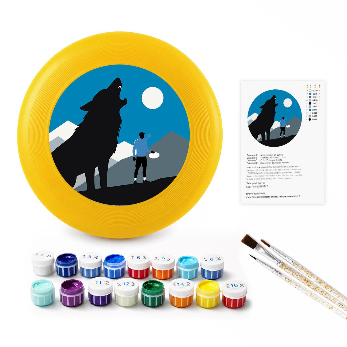 Wolf Beneath the Moon (Paint by Numbers Flying Disc)