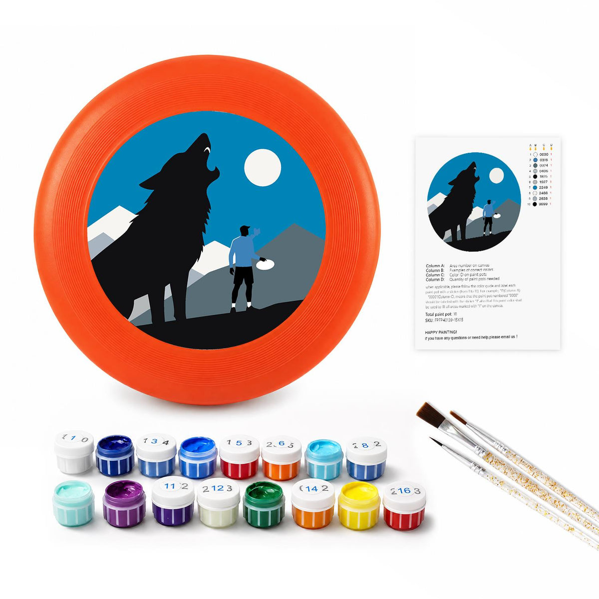 Wolf Beneath the Moon (Paint by Numbers Flying Disc)