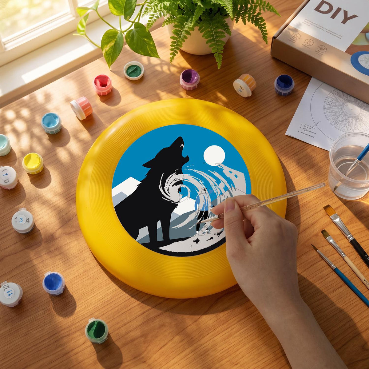 Wolf Beneath the Moon (Paint by Numbers Flying Disc)