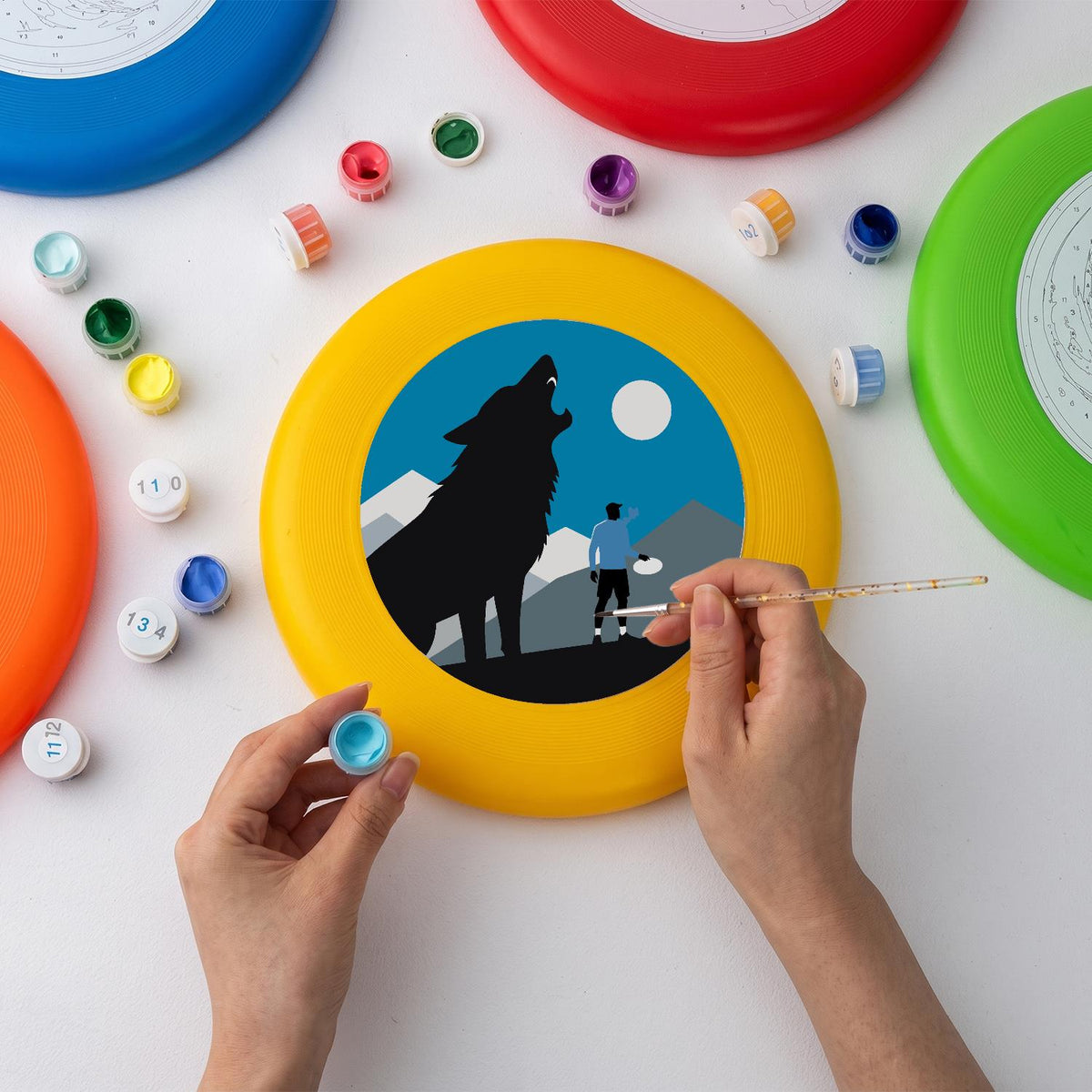 Wolf Beneath the Moon (Paint by Numbers Flying Disc)