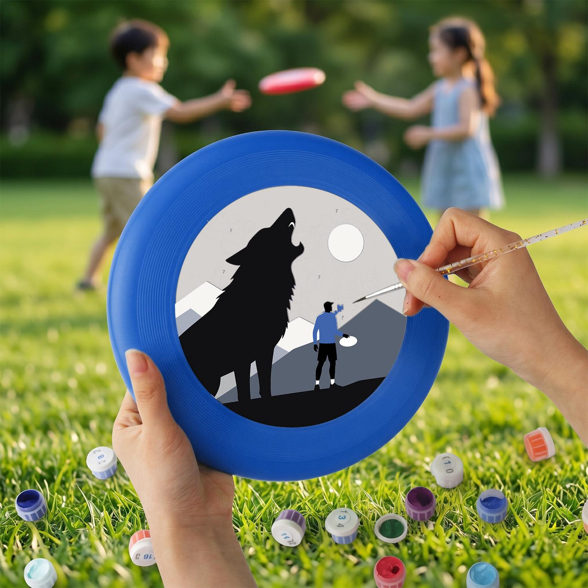 Wolf Beneath the Moon (Paint by Numbers Flying Disc)
