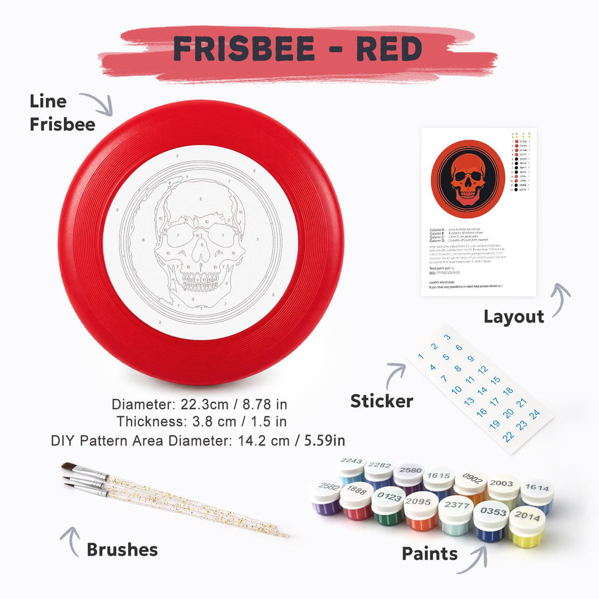 Red Skull Emblem (Paint by Numbers Flying Disc)