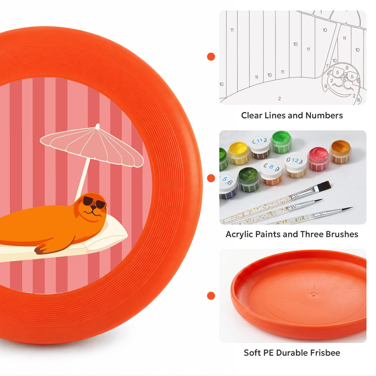 Beach Lounging Seal (Paint by Numbers Flying Disc)