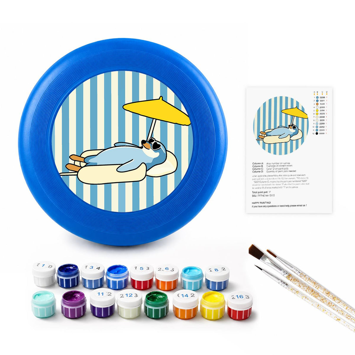 Beach Lounging Dog (Paint by Numbers Flying Disc)