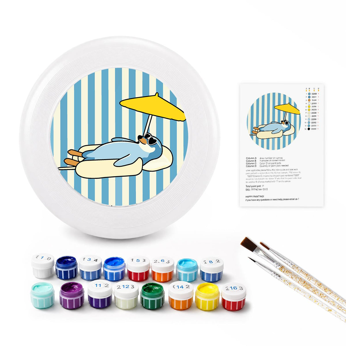 Beach Lounging Dog (Paint by Numbers Flying Disc)