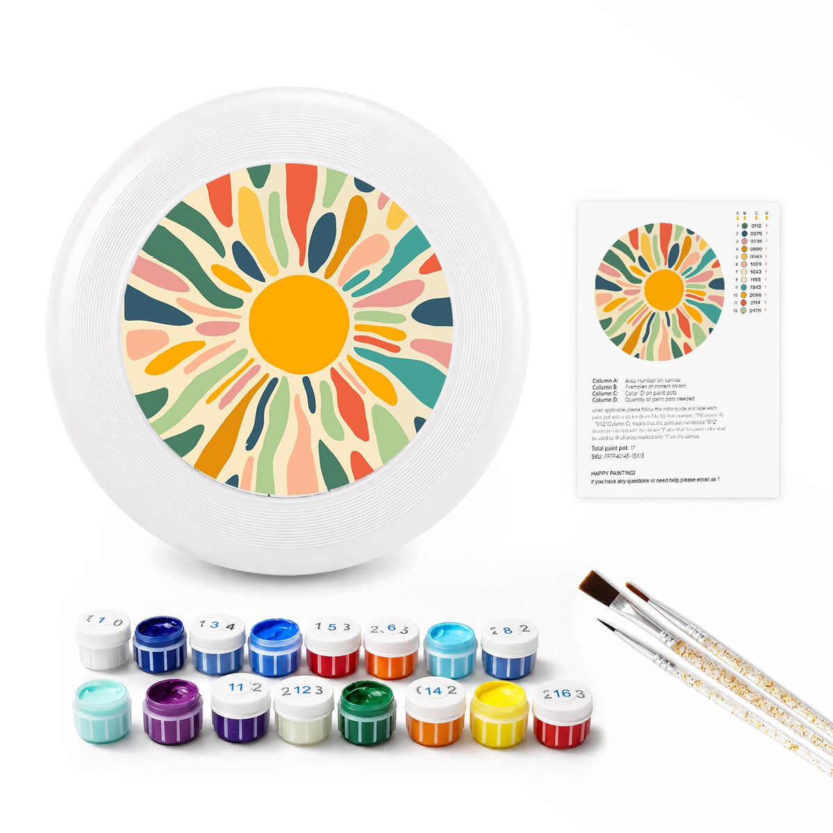 Retro Sunflower Burst (Paint by Numbers Flying Disc)
