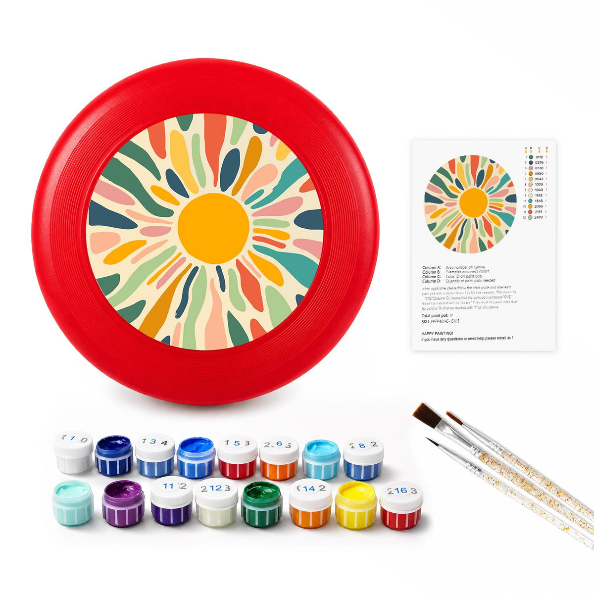 Retro Sunflower Burst (Paint by Numbers Flying Disc)