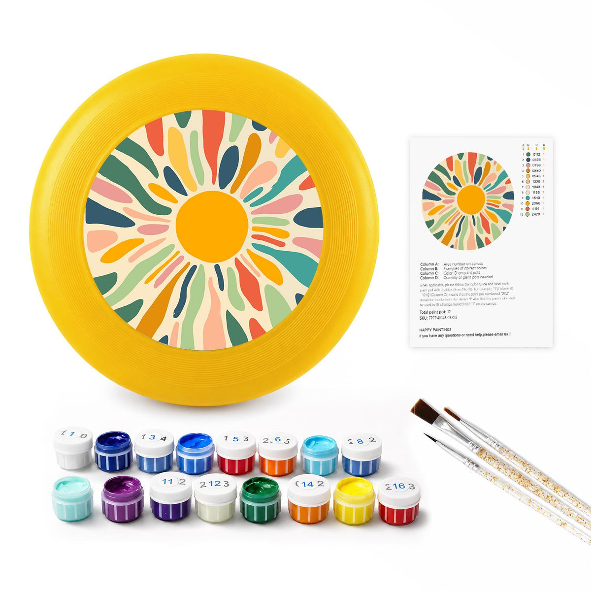 Retro Sunflower Burst (Paint by Numbers Flying Disc)