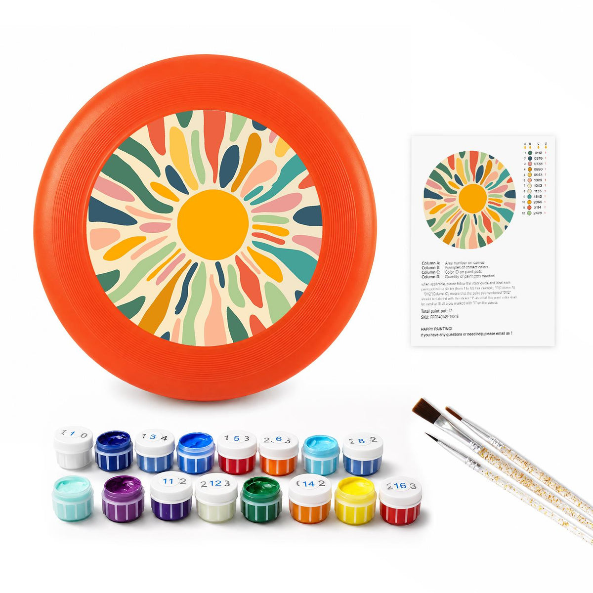 Retro Sunflower Burst (Paint by Numbers Flying Disc)
