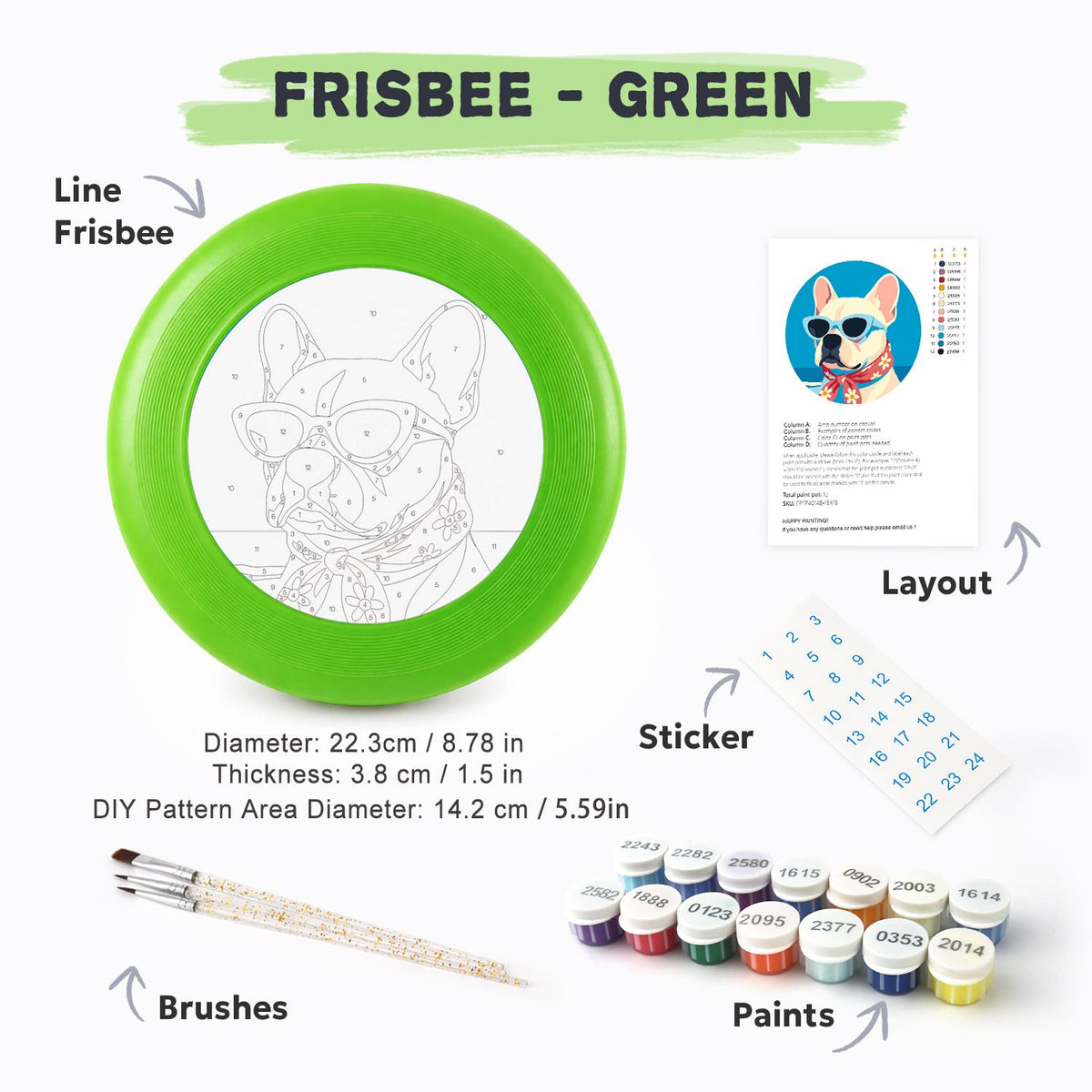 French Bulldog in Sunglasses (Paint by Numbers Flying Disc)