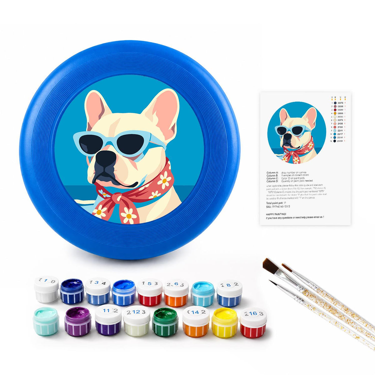 French Bulldog in Sunglasses (Paint by Numbers Flying Disc)