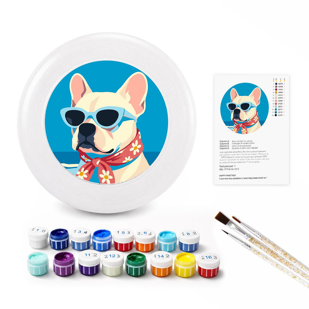 French Bulldog in Sunglasses (Paint by Numbers Flying Disc)