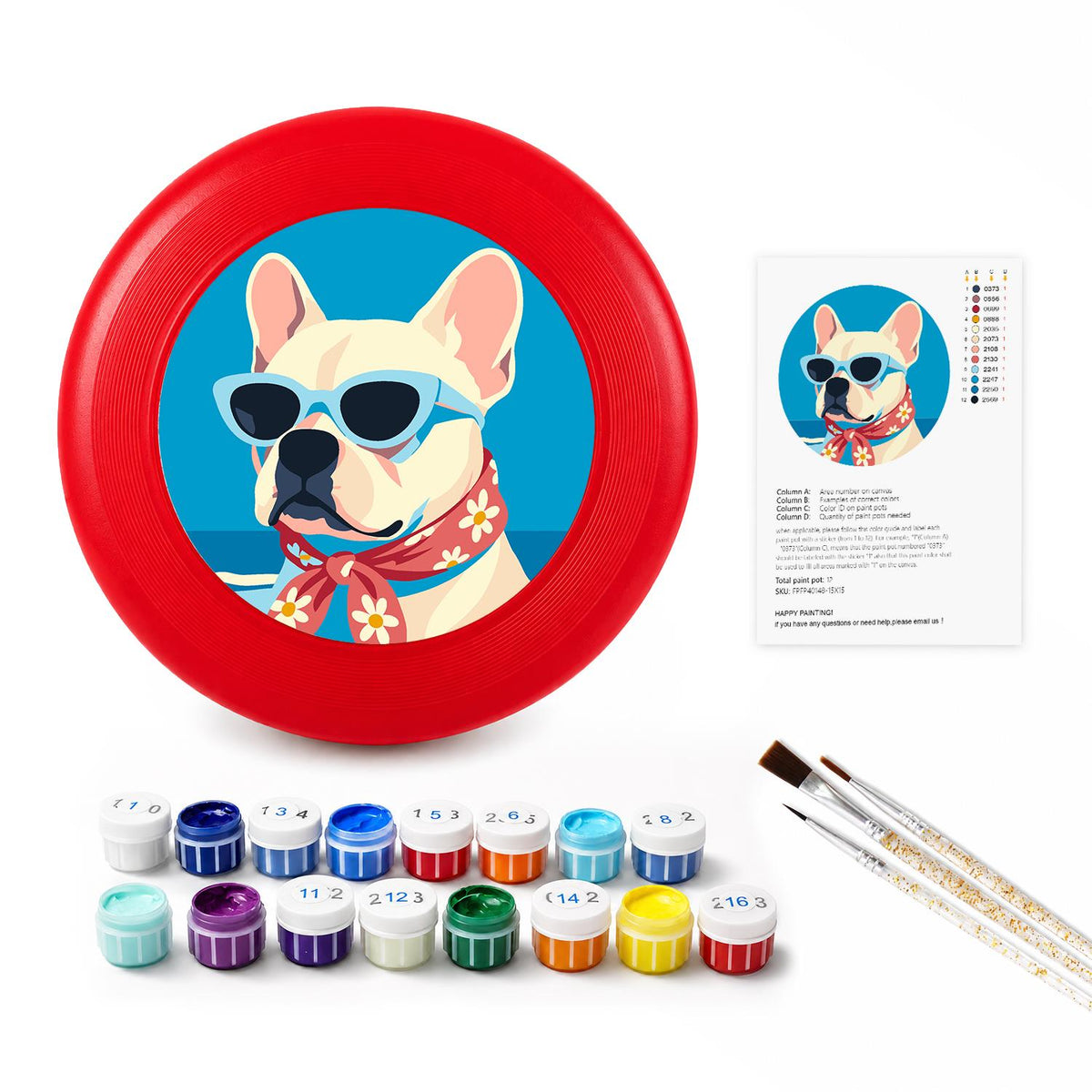 French Bulldog in Sunglasses (Paint by Numbers Flying Disc)