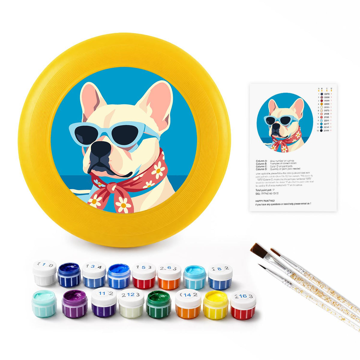 French Bulldog in Sunglasses (Paint by Numbers Flying Disc)