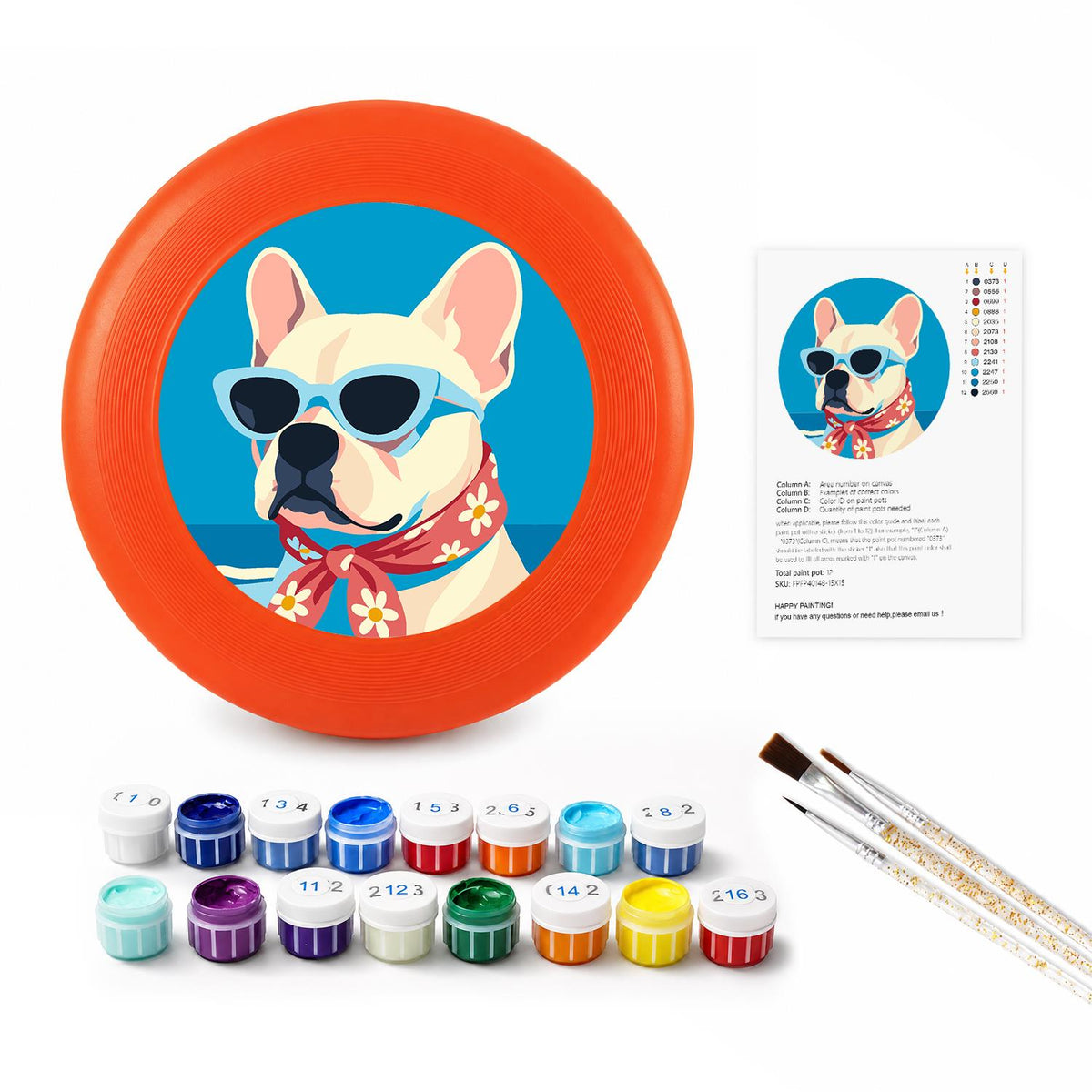 French Bulldog in Sunglasses (Paint by Numbers Flying Disc)