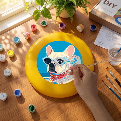 French Bulldog in Sunglasses (Paint by Numbers Flying Disc)