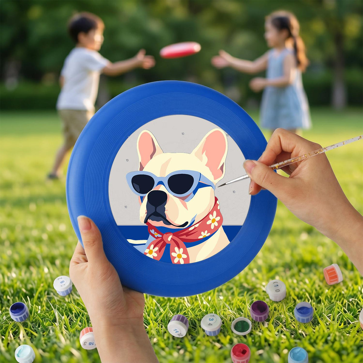 French Bulldog in Sunglasses (Paint by Numbers Flying Disc)