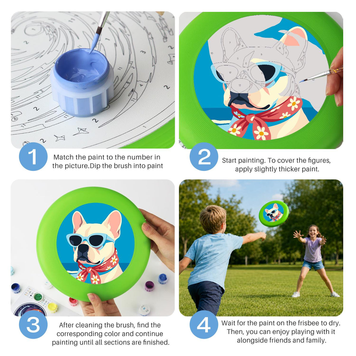 French Bulldog in Sunglasses (Paint by Numbers Flying Disc)