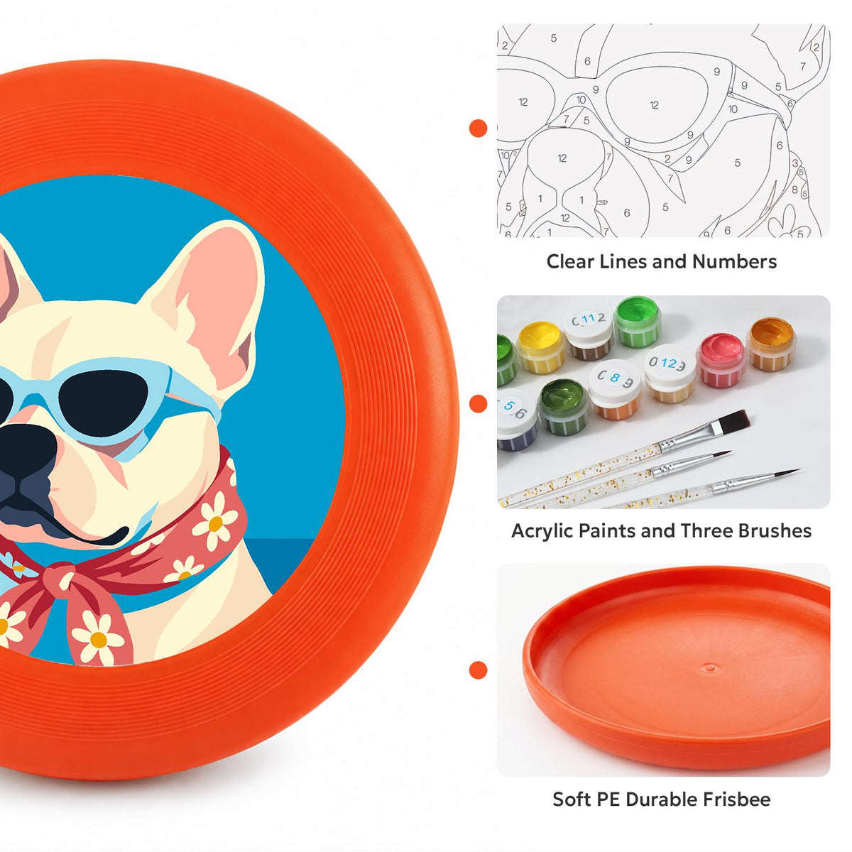 French Bulldog in Sunglasses (Paint by Numbers Flying Disc)