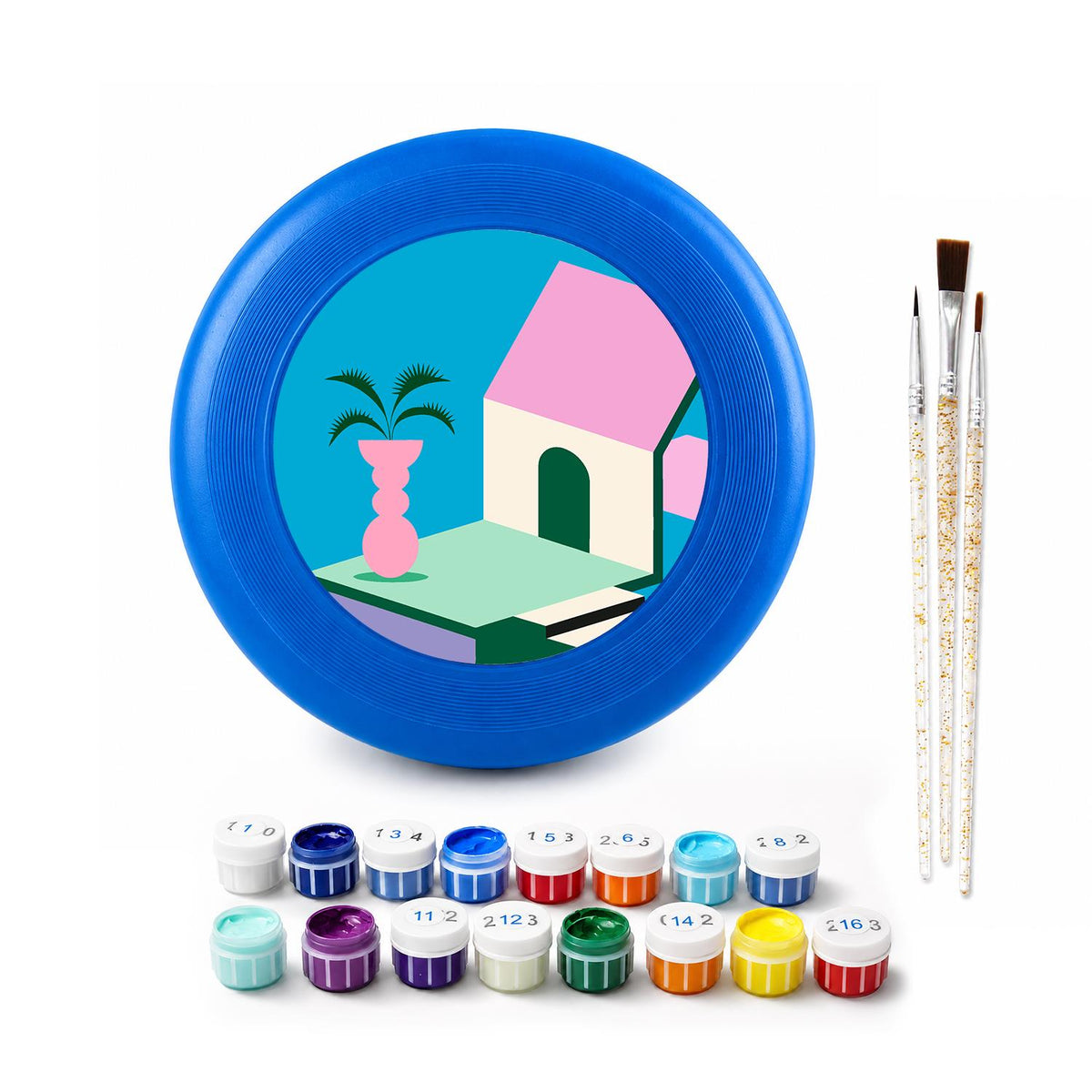 Pink Coastal House (Paint by Numbers Flying Disc)