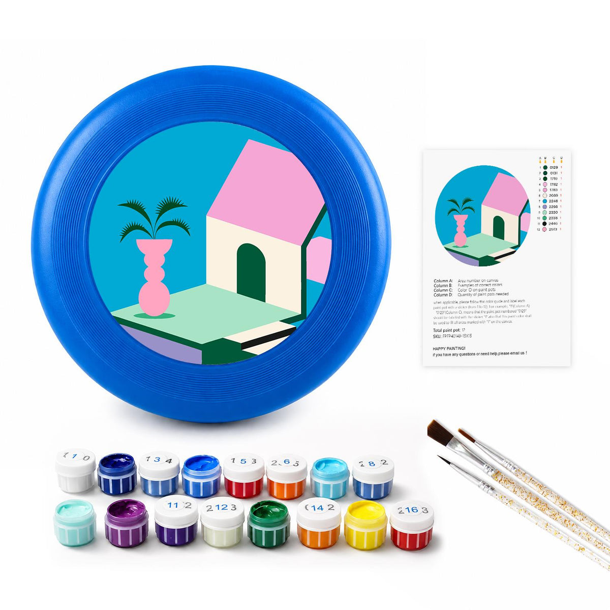 Pink Coastal House (Paint by Numbers Flying Disc)