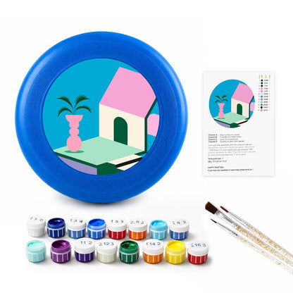 Pink Coastal House (Paint by Numbers Flying Disc)