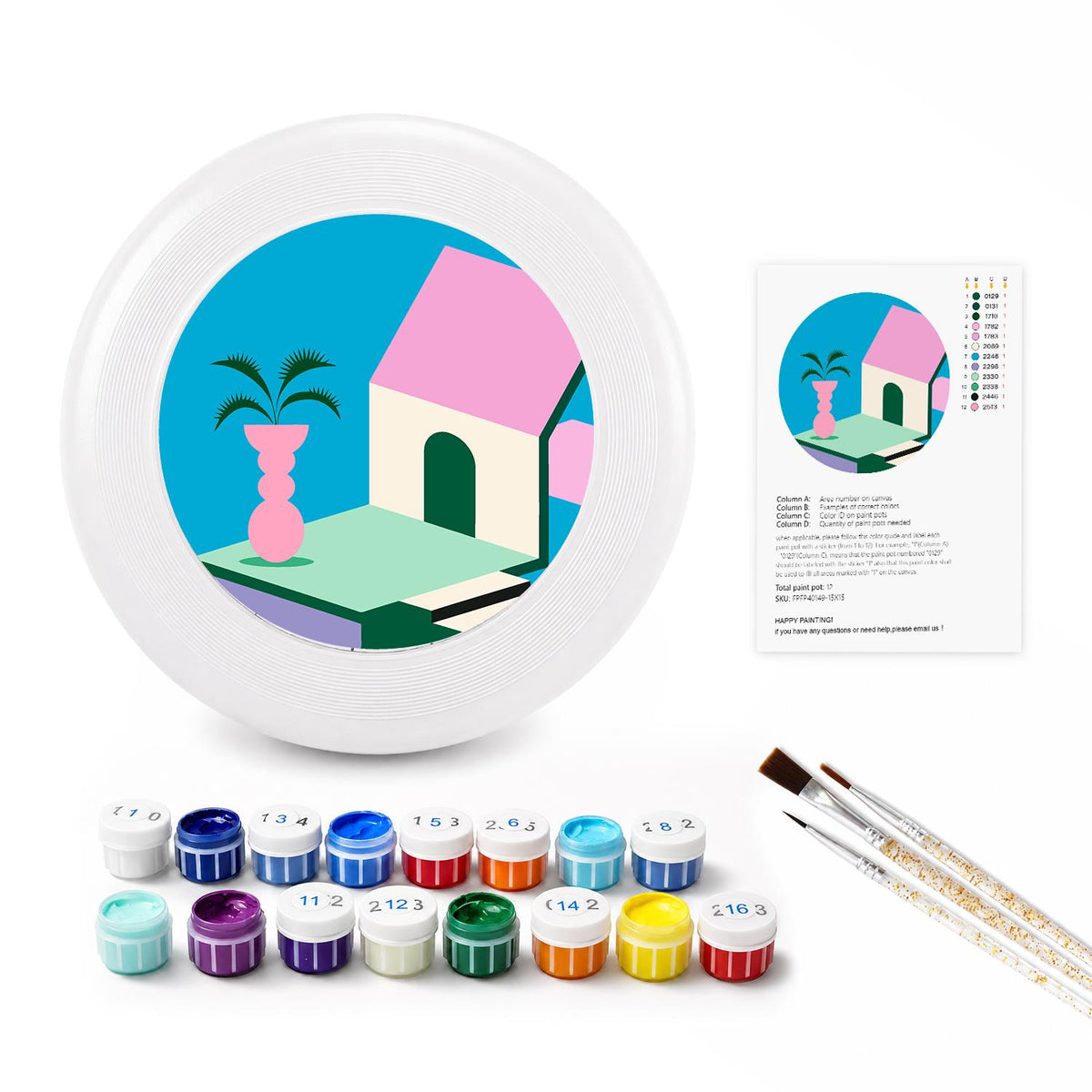 Pink Coastal House (Paint by Numbers Flying Disc)