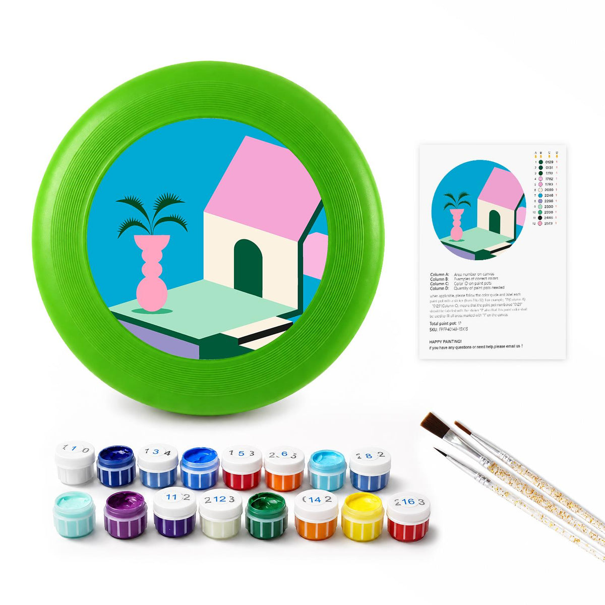 Pink Coastal House (Paint by Numbers Flying Disc)