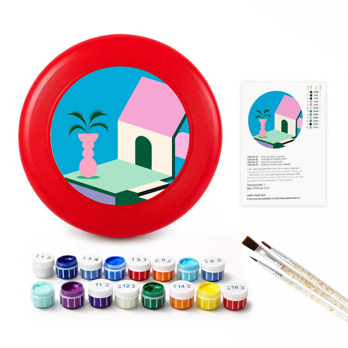 Pink Coastal House (Paint by Numbers Flying Disc)