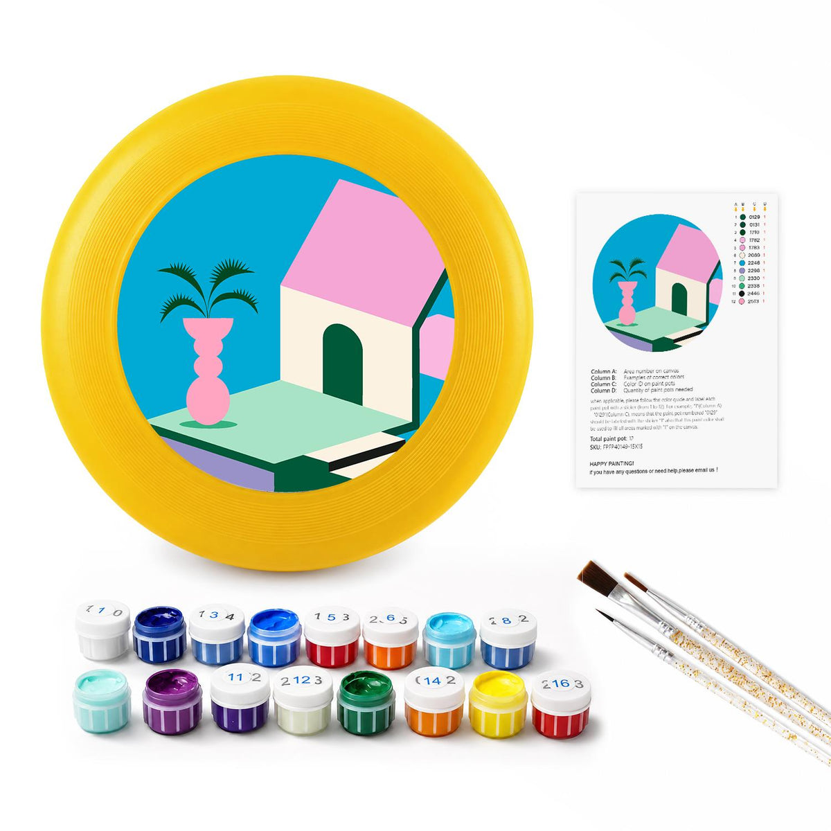 Pink Coastal House (Paint by Numbers Flying Disc)