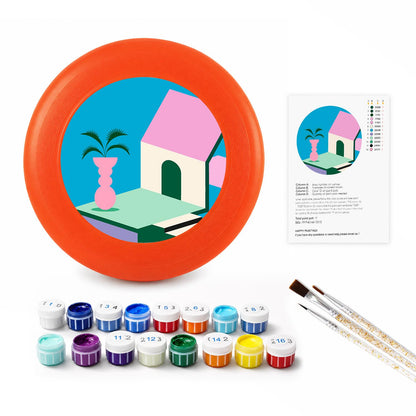 Pink Coastal House (Paint by Numbers Flying Disc)