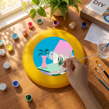 Pink Coastal House (Paint by Numbers Flying Disc)