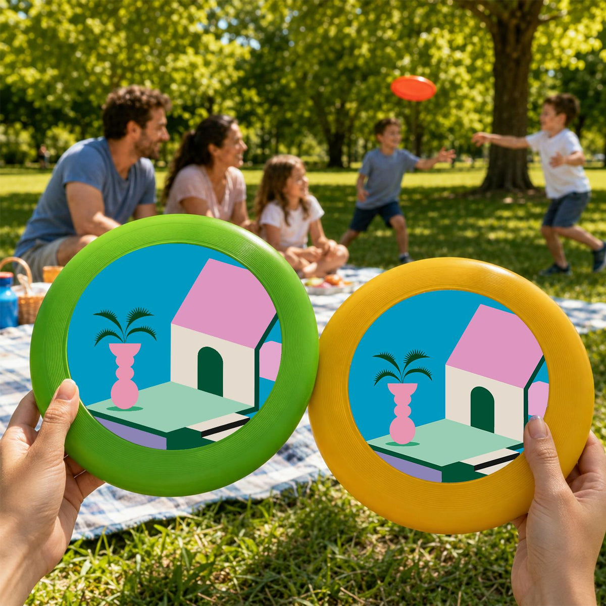 Pink Coastal House (Paint by Numbers Flying Disc)