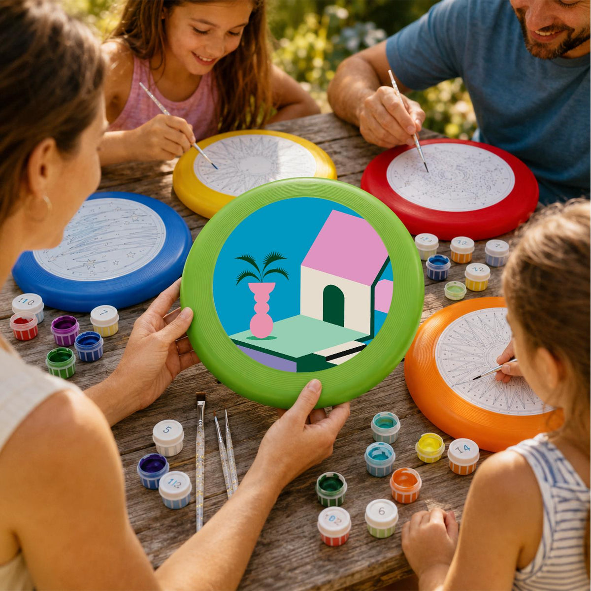Pink Coastal House (Paint by Numbers Flying Disc)